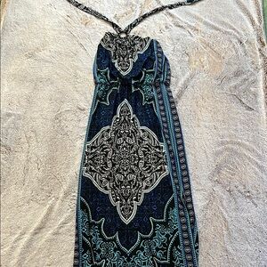 White House Black Market Blue Halter Maxi Sundress